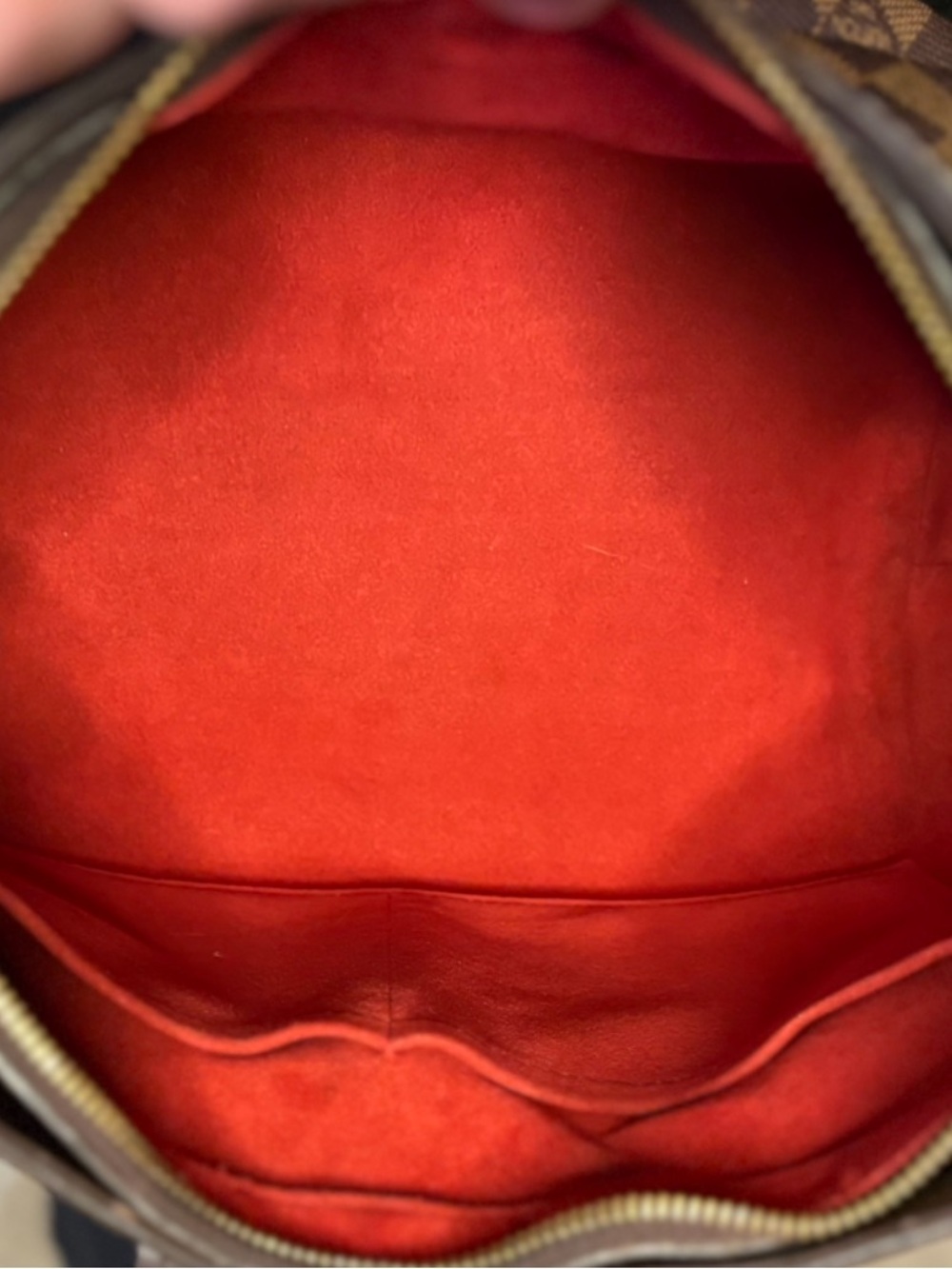 Louis Vuitton Damier Ebene Sistina PM Shoulder Bag Red Alcantara Interior - Picture 3 of 5